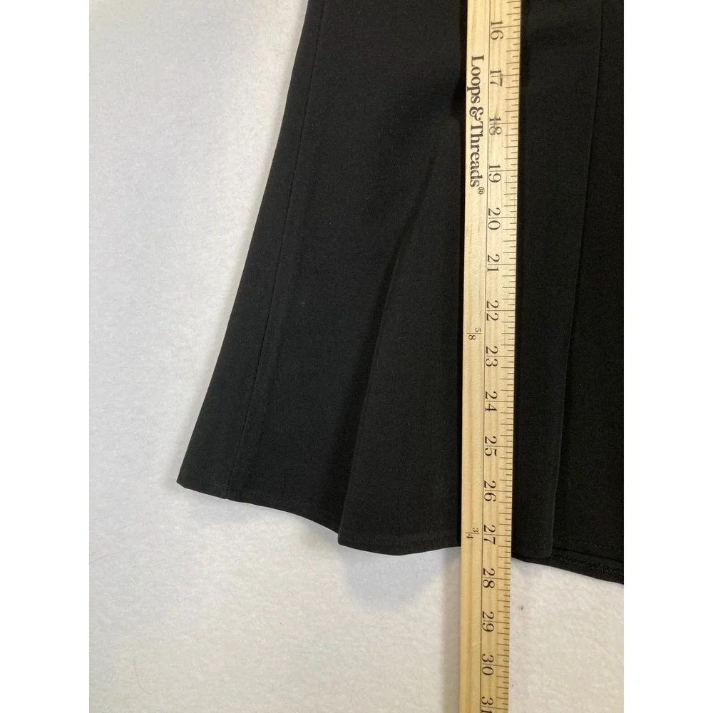 Classic Career Larry Levine Women 14 Black Belted‎ A-Line Midi Skirt 103715